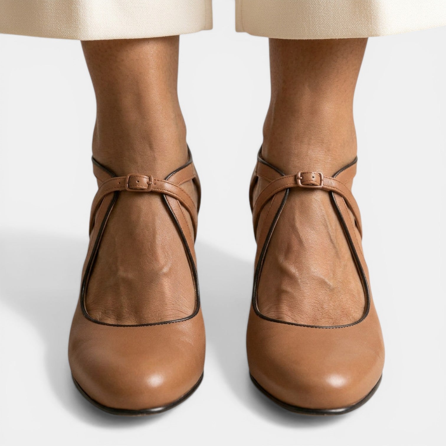Sandalias T-strap Cuero Tacón Mujer | Dune