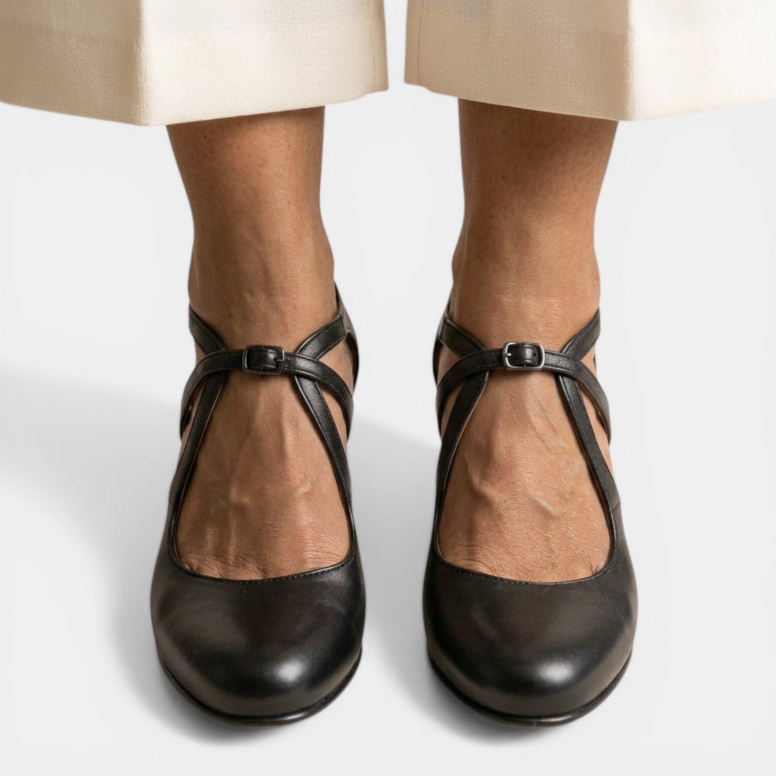 Sandalias T-strap Cuero Tacón Mujer | Dune