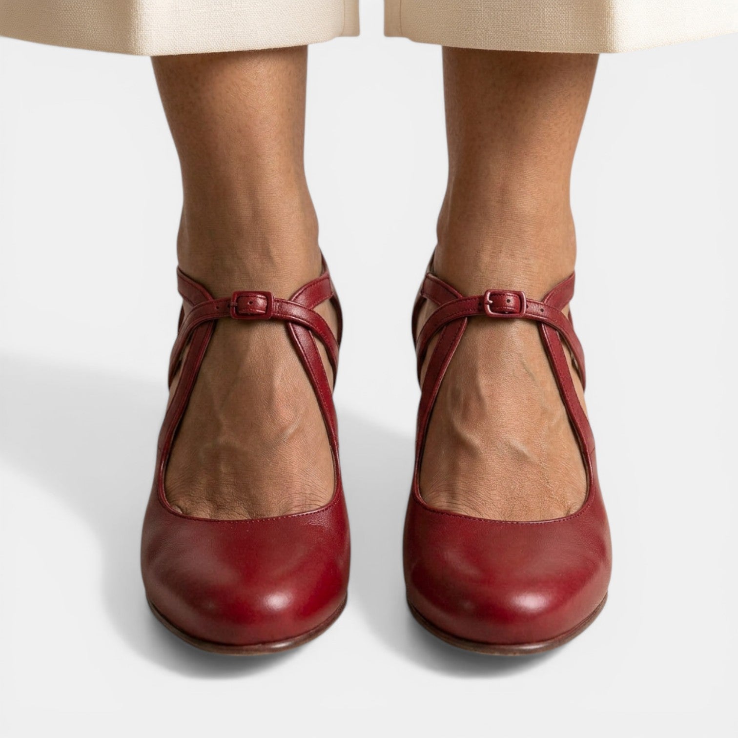 Sandalias T-strap Cuero Tacón Mujer | Dune