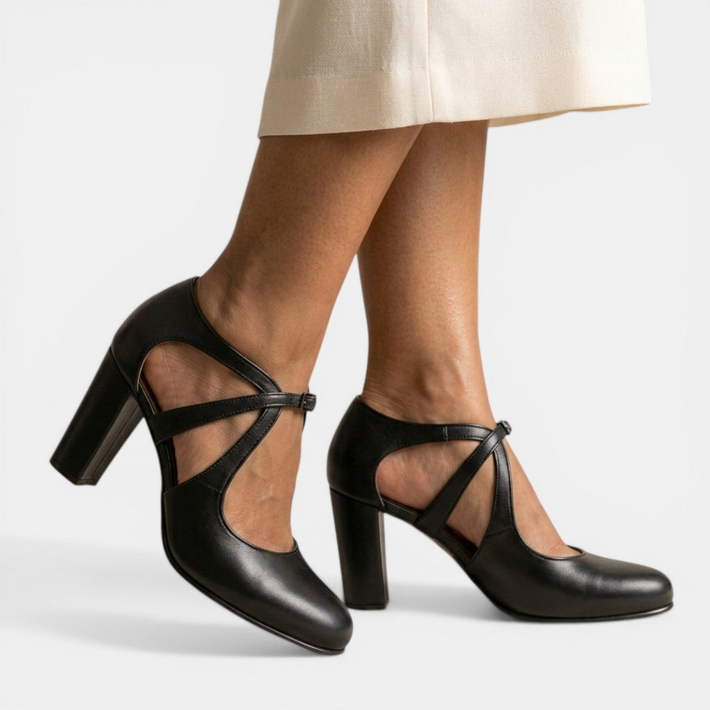 Sandalias T-strap Cuero Tacón Mujer | Dune