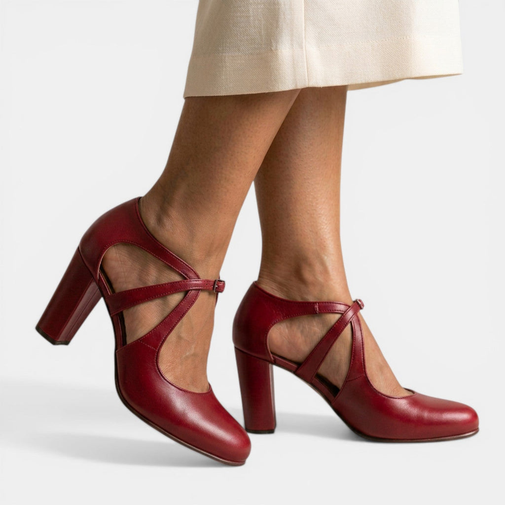 Sandalias T-strap Cuero Tacón Mujer | Dune