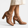 Sandalias T-strap Cuero Tacón Mujer | Dune