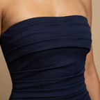 Vestido Largo Palabra de Honor con Volante Asimétrico | Lucía