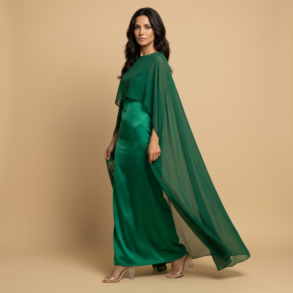 Vestido Largo con Capa para Galas y Bodas | Valeria