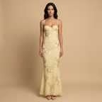 Vestido Largo Sirena con Corsé y Flores de Tul | Aurora