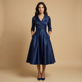 Vestido Midi Cruzado Evasé con Bolsillos | Paula