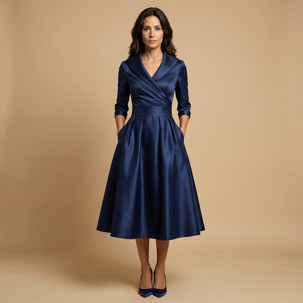 Vestido Midi Cruzado Evasé con Bolsillos | Paula