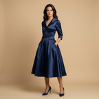 Vestido Midi Cruzado Evasé con Bolsillos | Paula