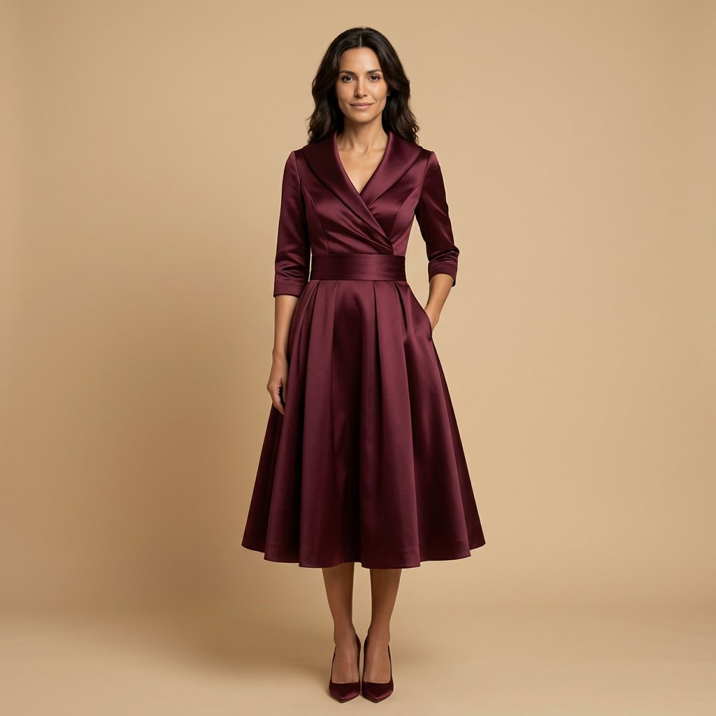 Vestido Midi Cruzado Evasé con Bolsillos | Paula