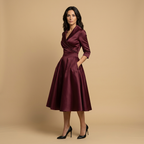 Vestido Midi Cruzado Evasé con Bolsillos | Paula