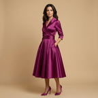 Vestido Midi Cruzado Evasé con Bolsillos | Paula