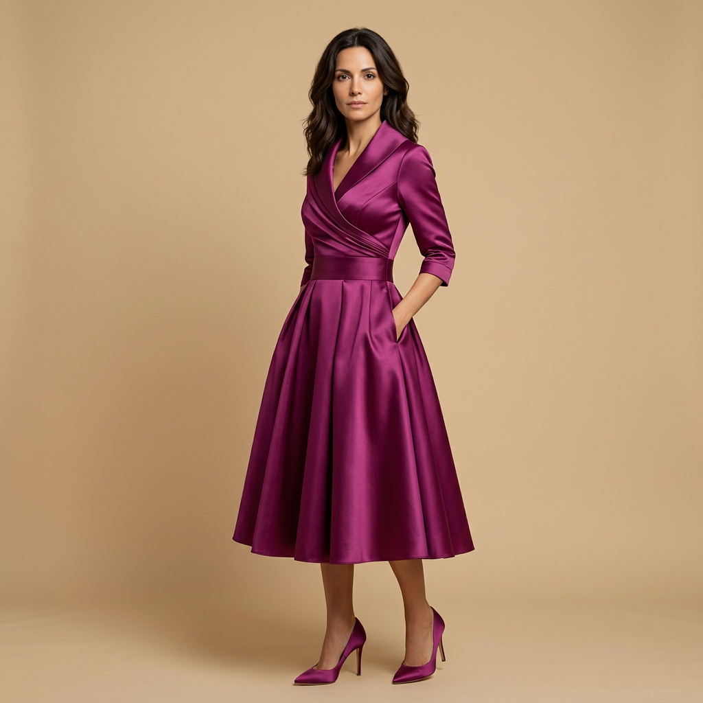 Vestido Midi Cruzado Evasé con Bolsillos | Paula