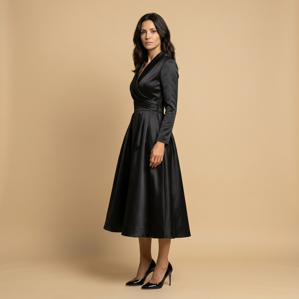 Vestido Midi Cruzado Evasé con Bolsillos | Paula