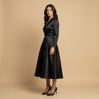 Vestido Midi Cruzado Evasé con Bolsillos | Paula