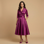 Vestido Midi Cruzado Evasé con Bolsillos | Paula