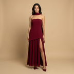 Vestido de Fiesta Palabra de Honor Asimétrico con Abertura | Irene