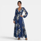 Vestido Maxi Floral Mujer Escote V