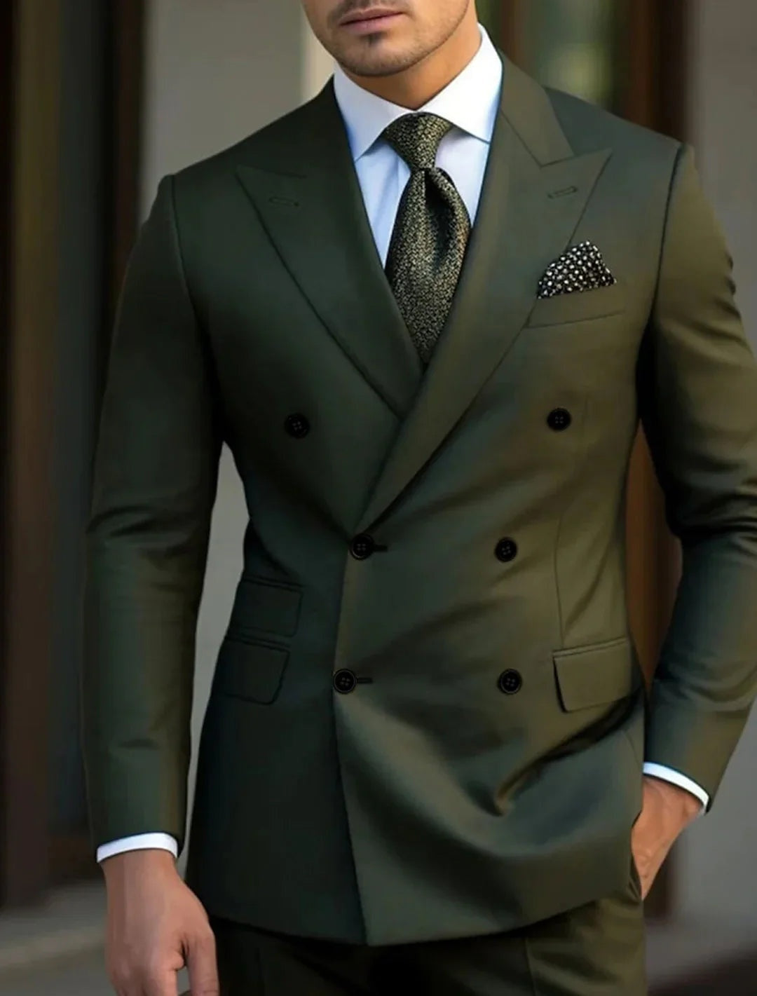 Traje de Novio Cruzado Hombre Solapa de Pico | Gonzalez