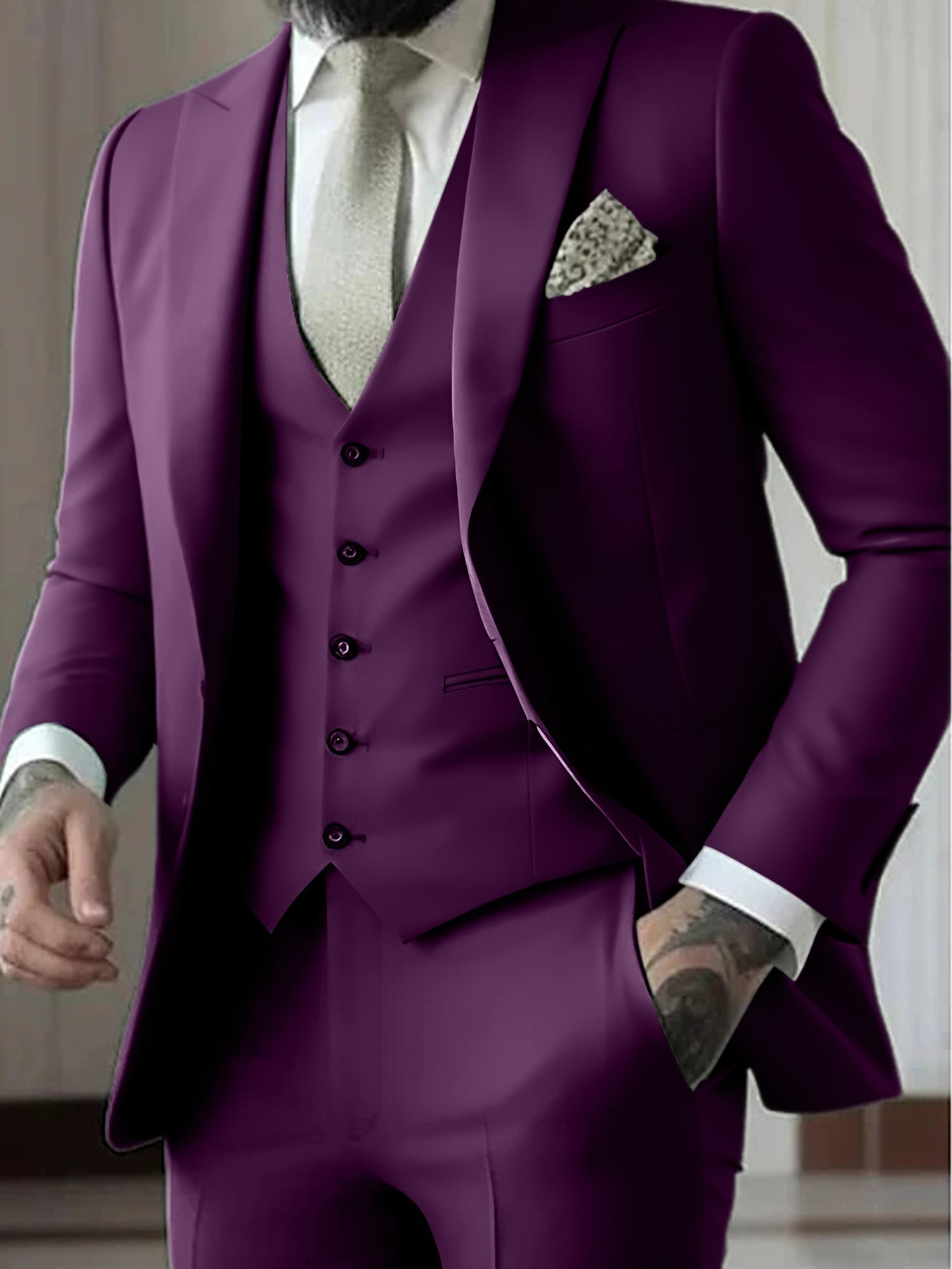 Traje de Novio de Tres Piezas Hombre Slim Fit Chaleco | Gozalez