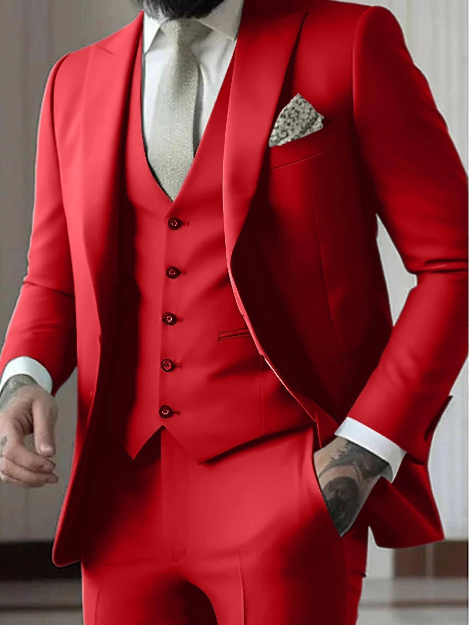 Traje de Novio de Tres Piezas Hombre Slim Fit Chaleco | Gozalez