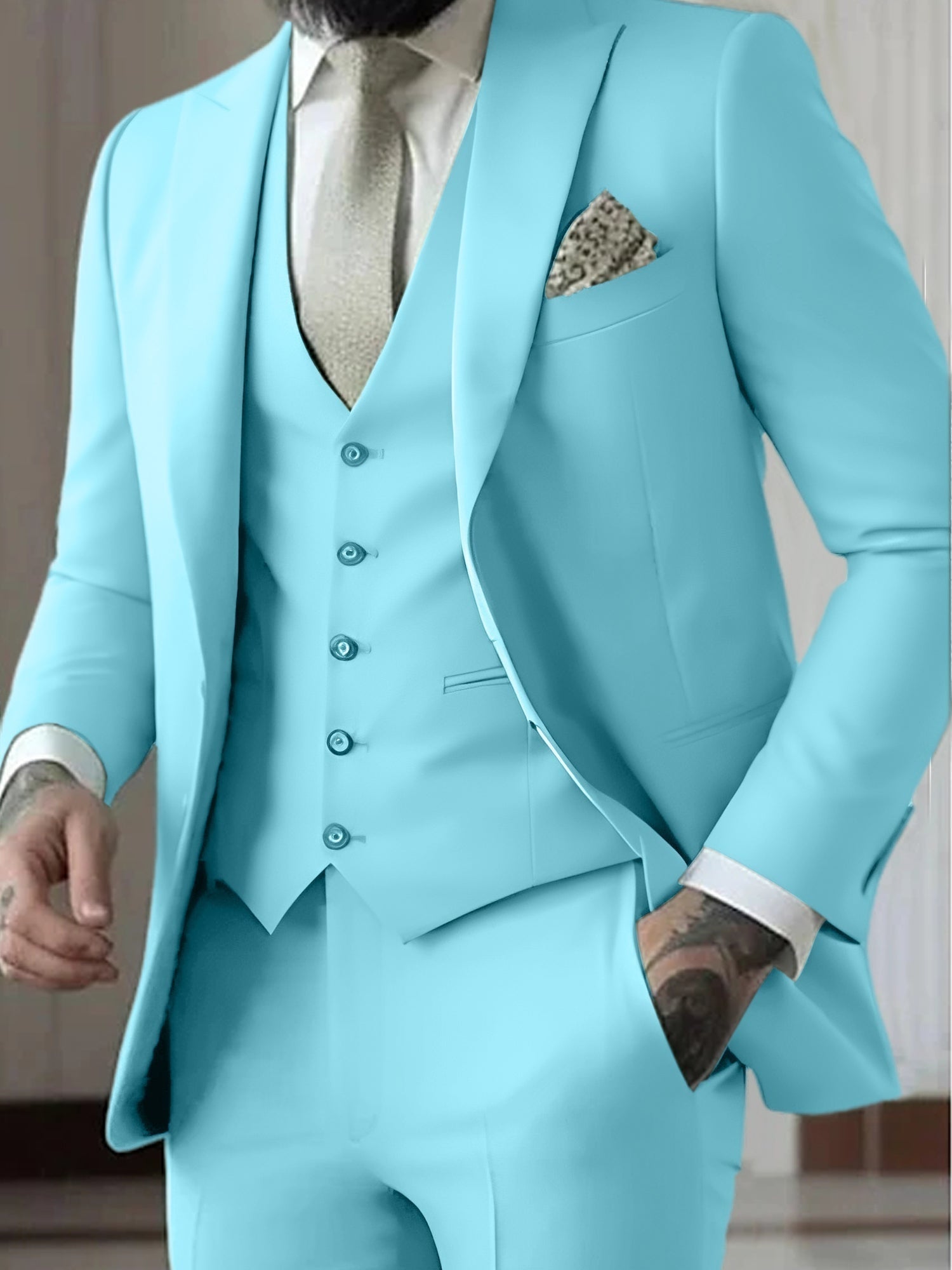 Traje de Novio de Tres Piezas Hombre Slim Fit Chaleco | Gozalez
