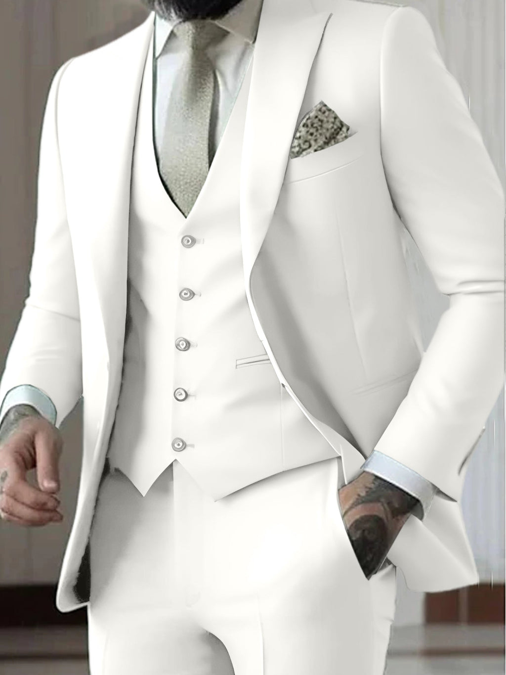 Traje de Novio de Tres Piezas Hombre Slim Fit Chaleco | Gozalez