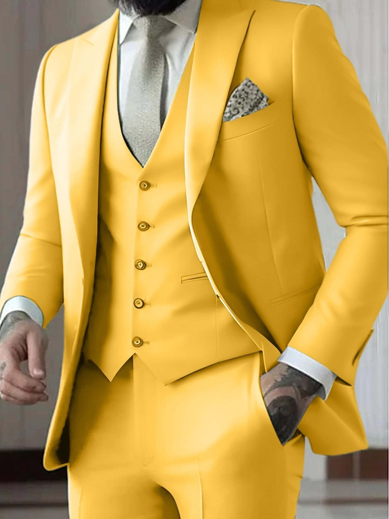 Traje de Novio de Tres Piezas Hombre Slim Fit Chaleco | Gozalez