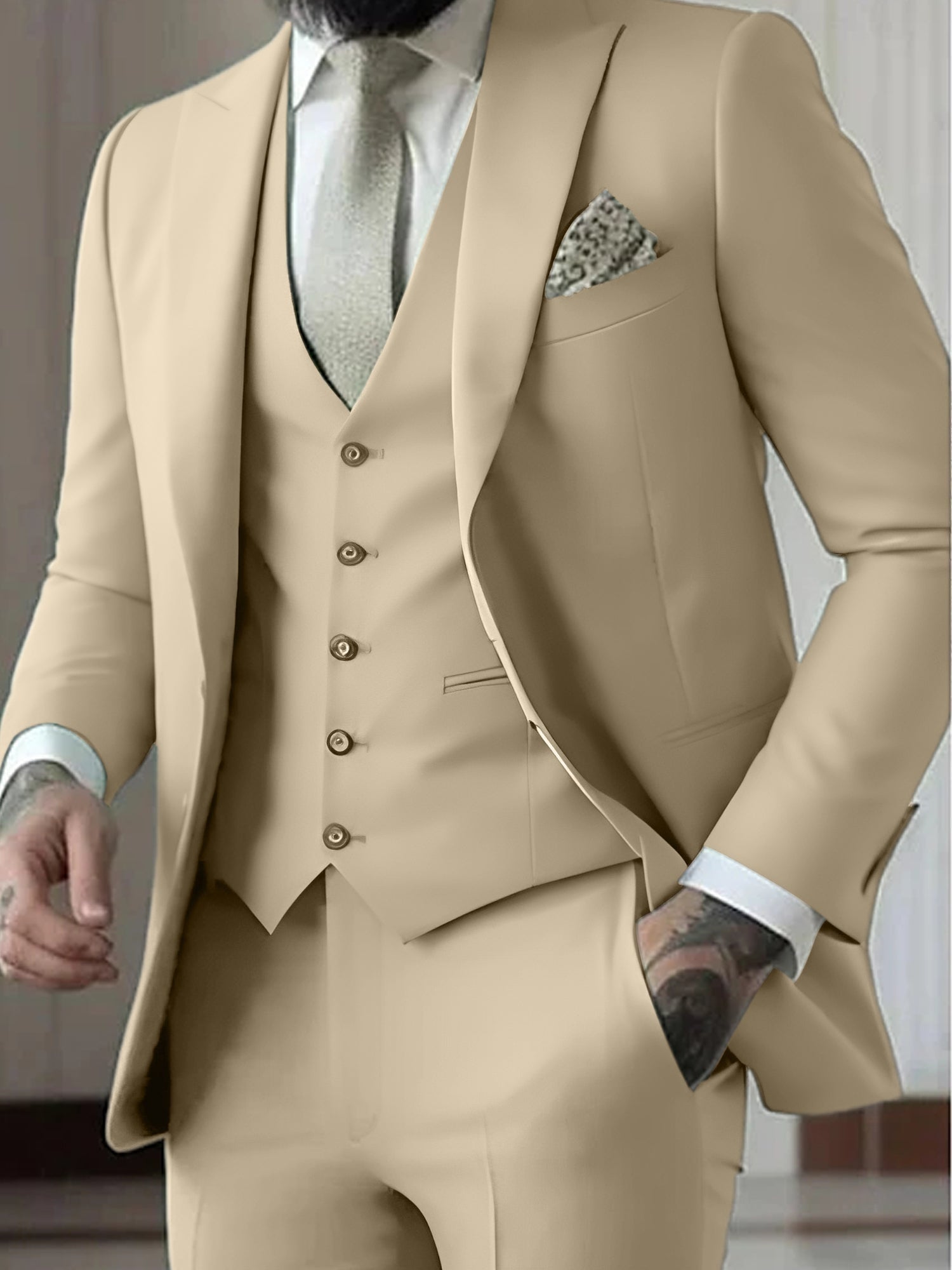Traje de Novio de Tres Piezas Hombre Slim Fit Chaleco | Gozalez