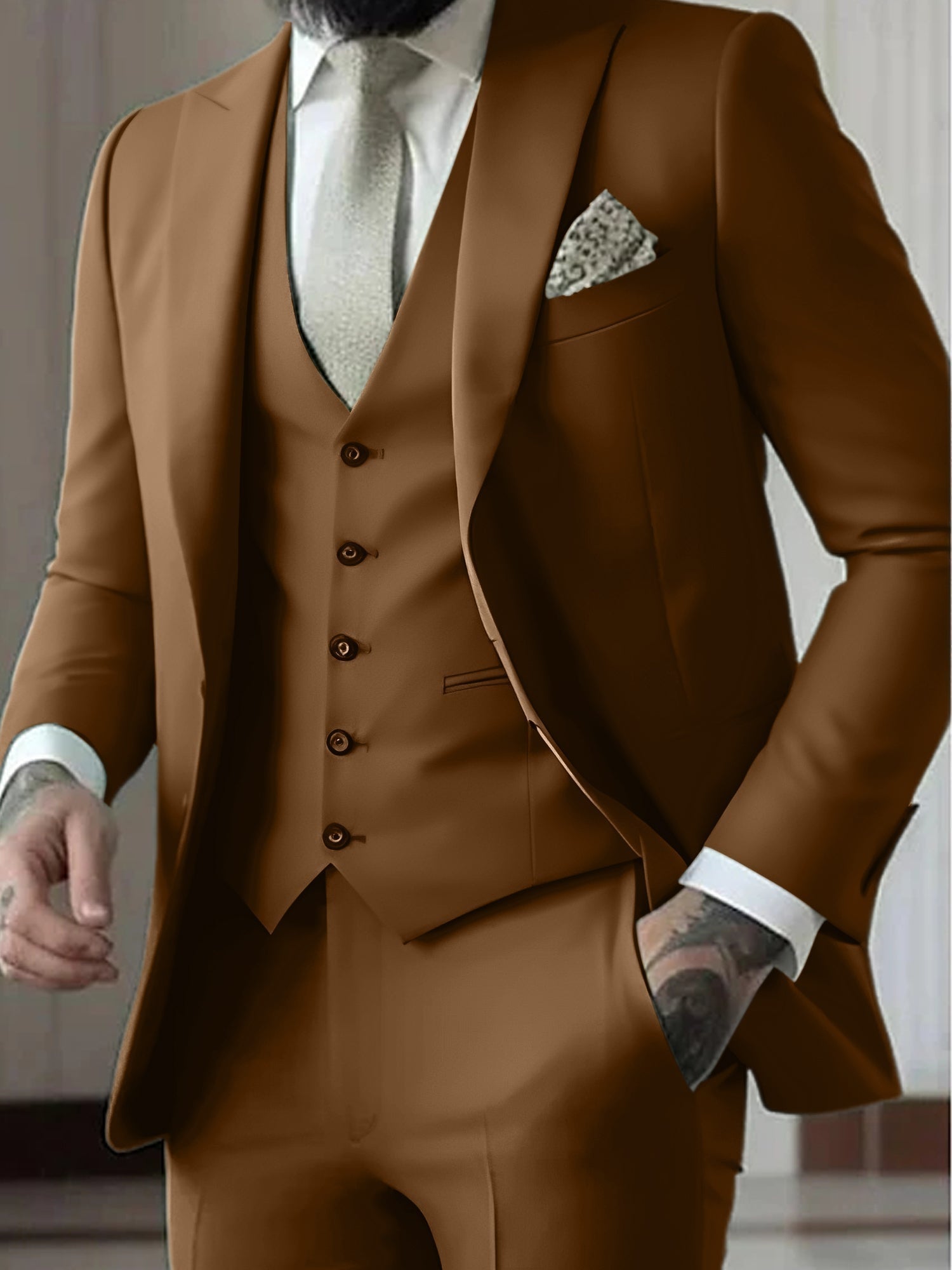 Traje de Novio de Tres Piezas Hombre Slim Fit Chaleco | Gozalez