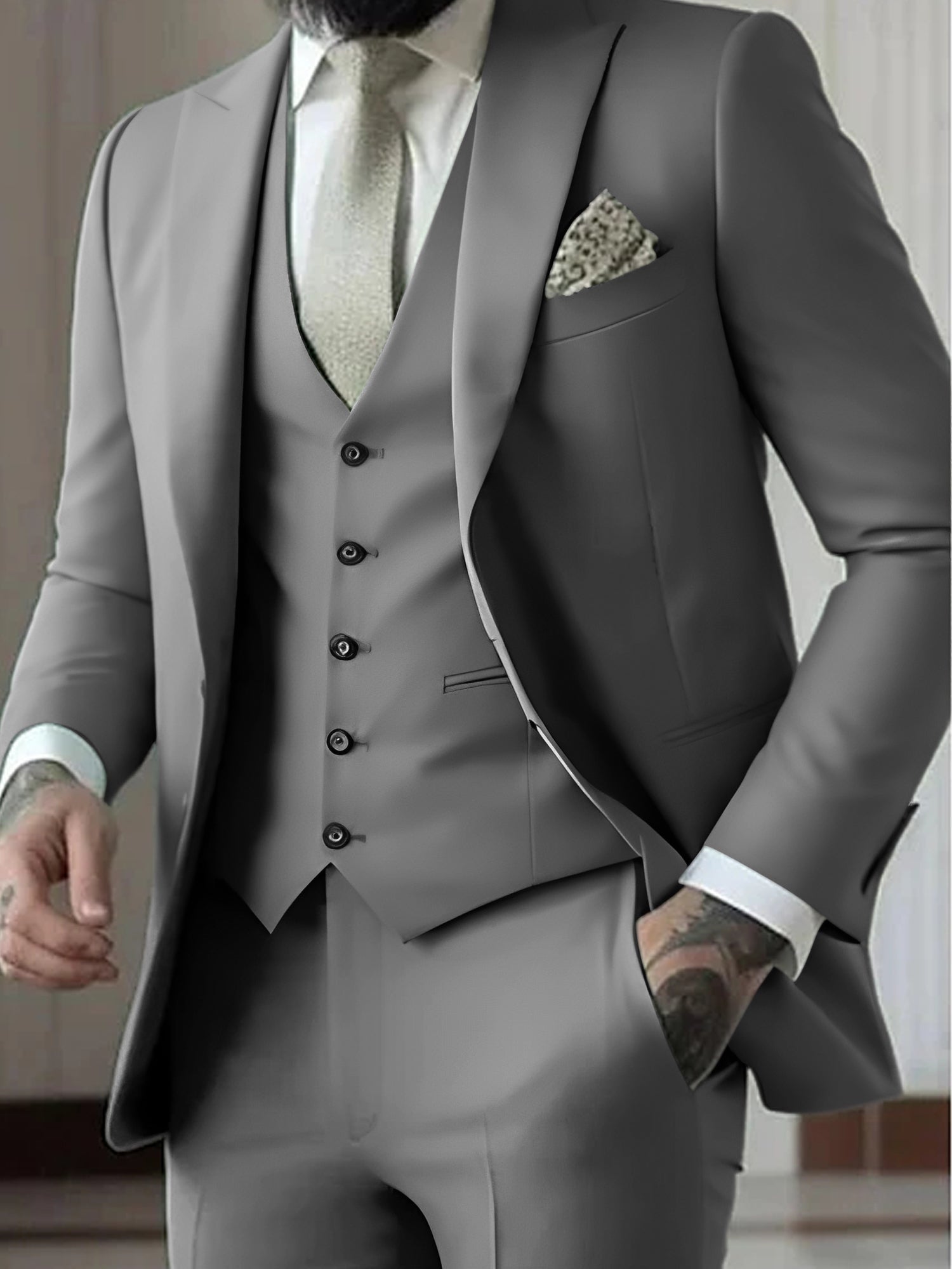 Traje de Novio de Tres Piezas Hombre Slim Fit Chaleco | Gozalez