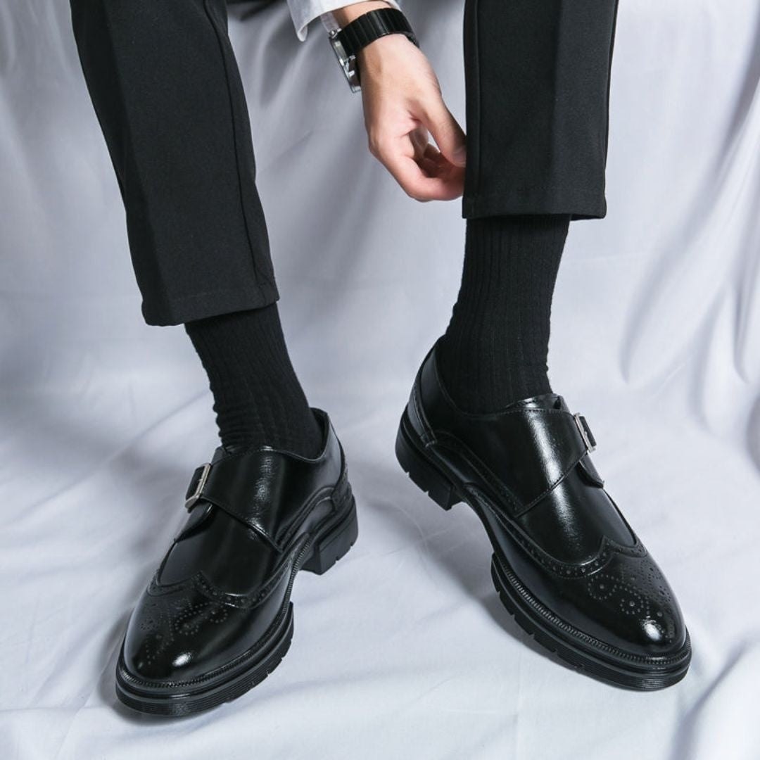 Zapatos de Vestir Monk Strap Brogue Hombre Piel Hebilla | Gonzalo