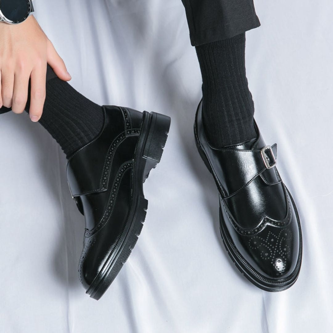 Zapatos de Vestir Monk Strap Brogue Hombre Piel Hebilla | Gonzalo