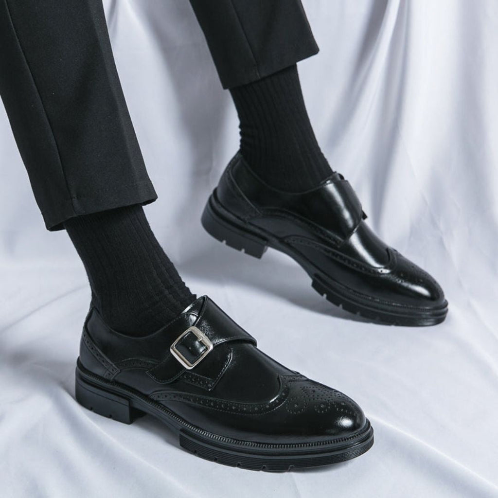 Zapatos de Vestir Monk Strap Brogue Hombre Piel Hebilla | Gonzalo