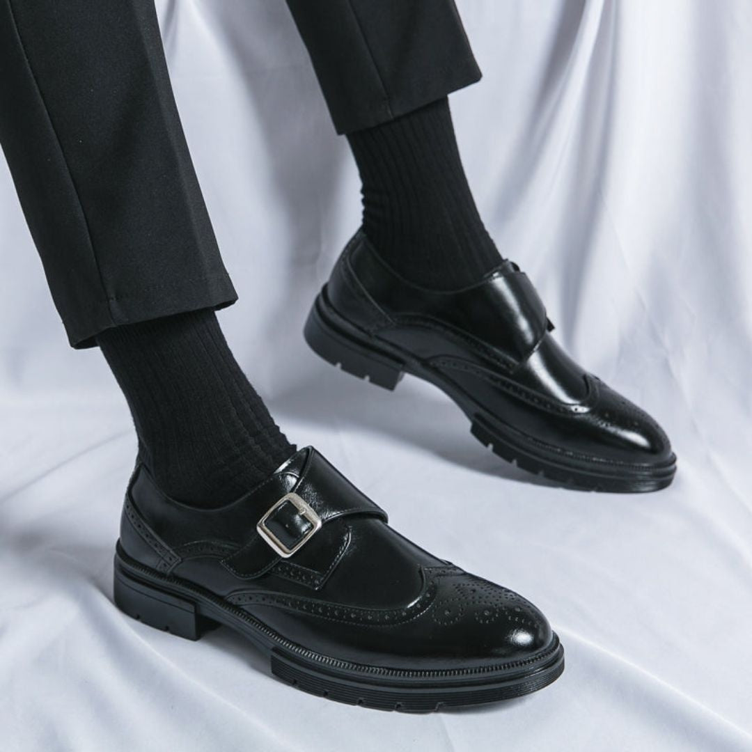 Zapatos de Vestir Monk Strap Brogue Hombre Piel Hebilla | Gonzalo