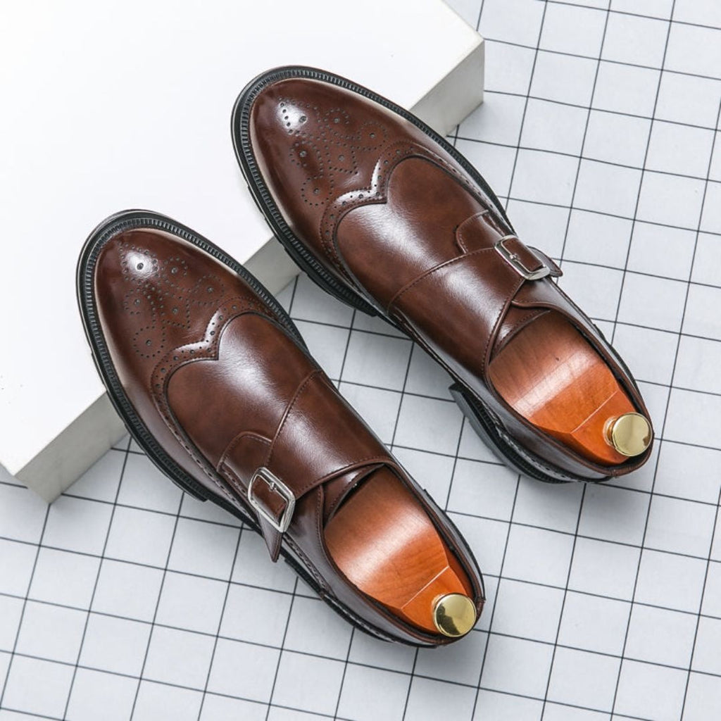 Zapatos de Vestir Monk Strap Brogue Hombre Piel Hebilla | Gonzalo