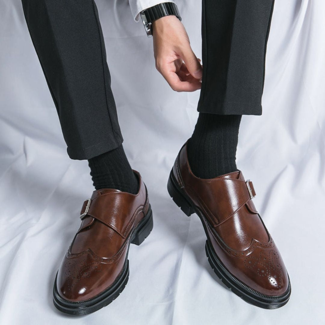 Zapatos de Vestir Monk Strap Brogue Hombre Piel Hebilla | Gonzalo