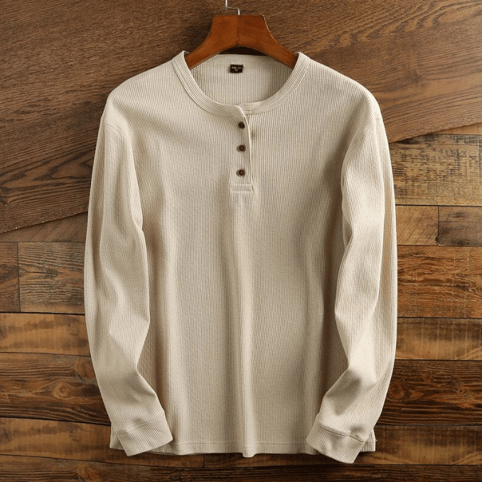Camiseta Henley Manga Larga Textura Waffle Hombre | Valmonti
