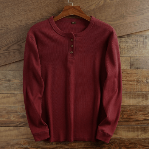 Camiseta Henley Manga Larga Textura Waffle Hombre | Valmonti