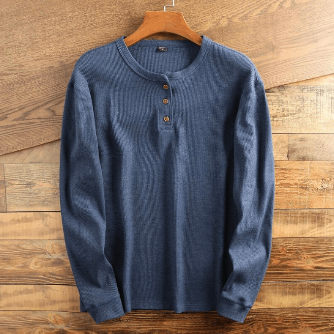 Camiseta Henley Manga Larga Textura Waffle Hombre | Valmonti