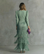 Vestido Elegante con Mangas de Flecos para Mujer
