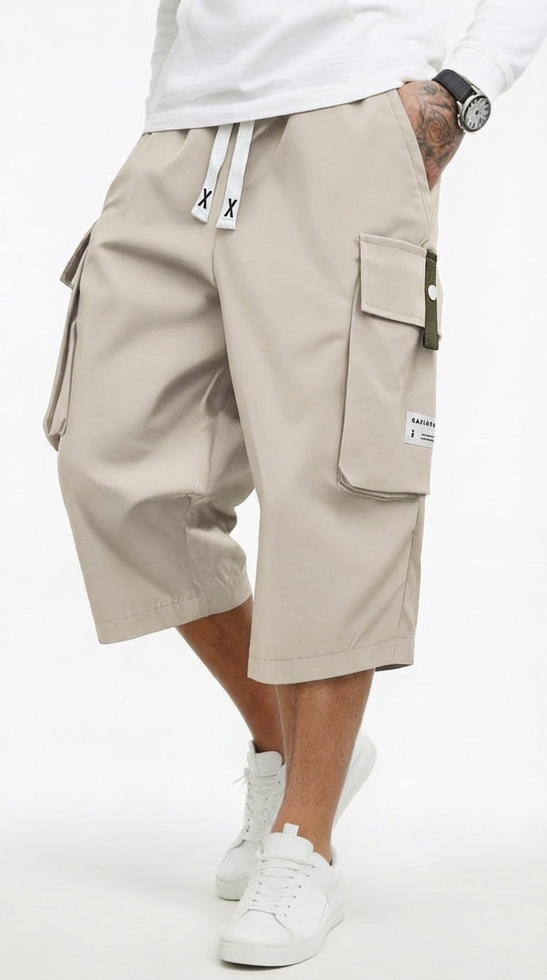 Pantalones cargo capri informales para hombre con cordón ajustable | Alex