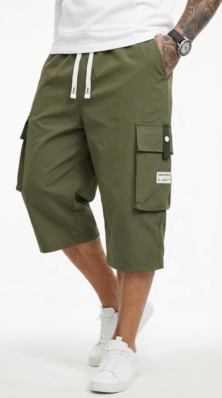Pantalones cargo capri informales para hombre con cordón ajustable | Alex