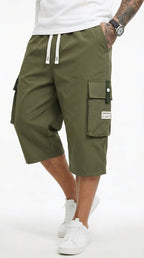 Pantalones cargo capri informales para hombre con cordón ajustable | Alex