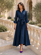 Vestido Camisero Largo Mujer Corte en A con Cinturón | Olivia