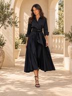 Vestido Camisero Largo Mujer Corte en A con Cinturón | Olivia