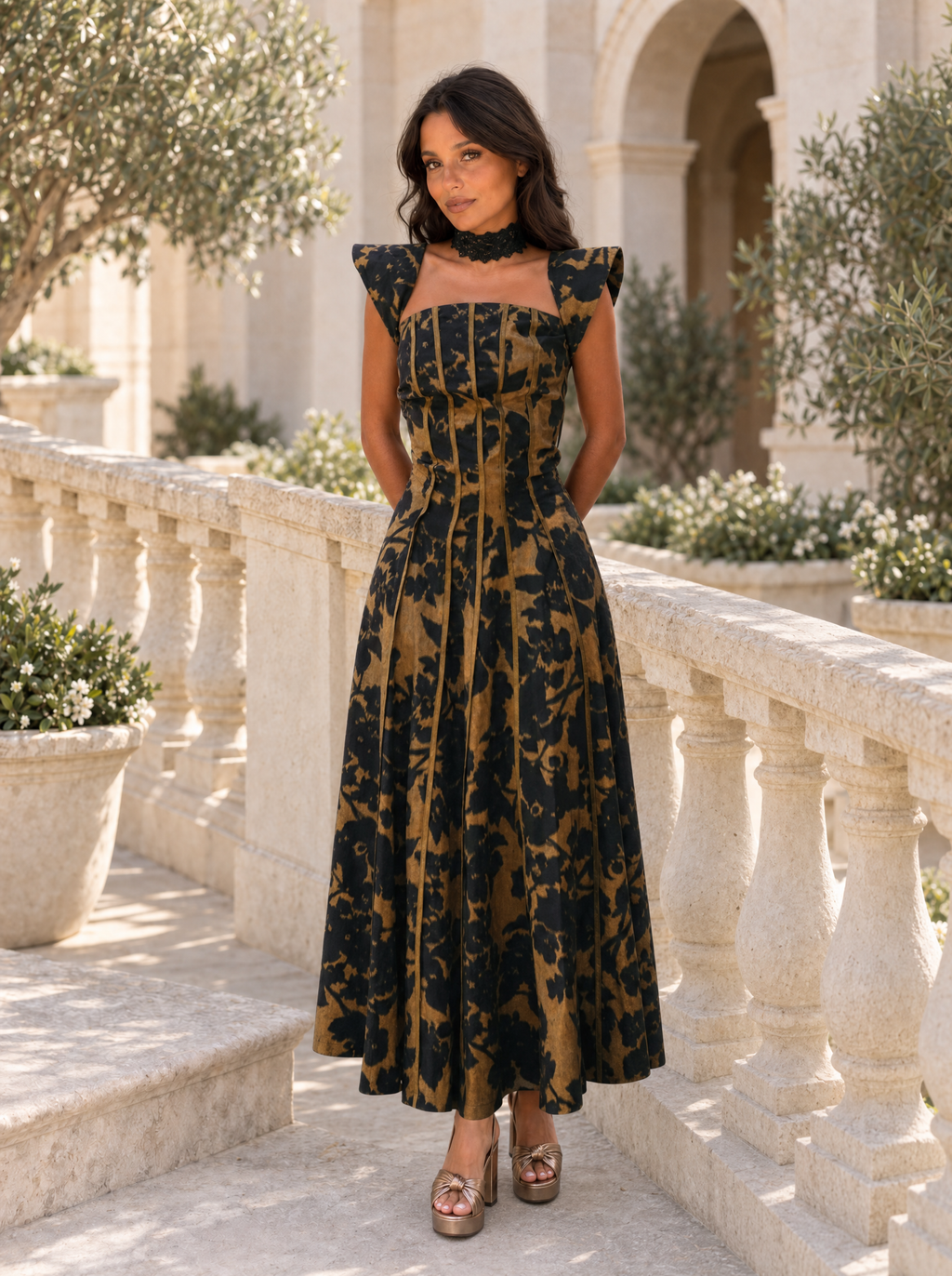 Vestido Maxi Sin Mangas Estampado Vintage Mujer | Vinnie