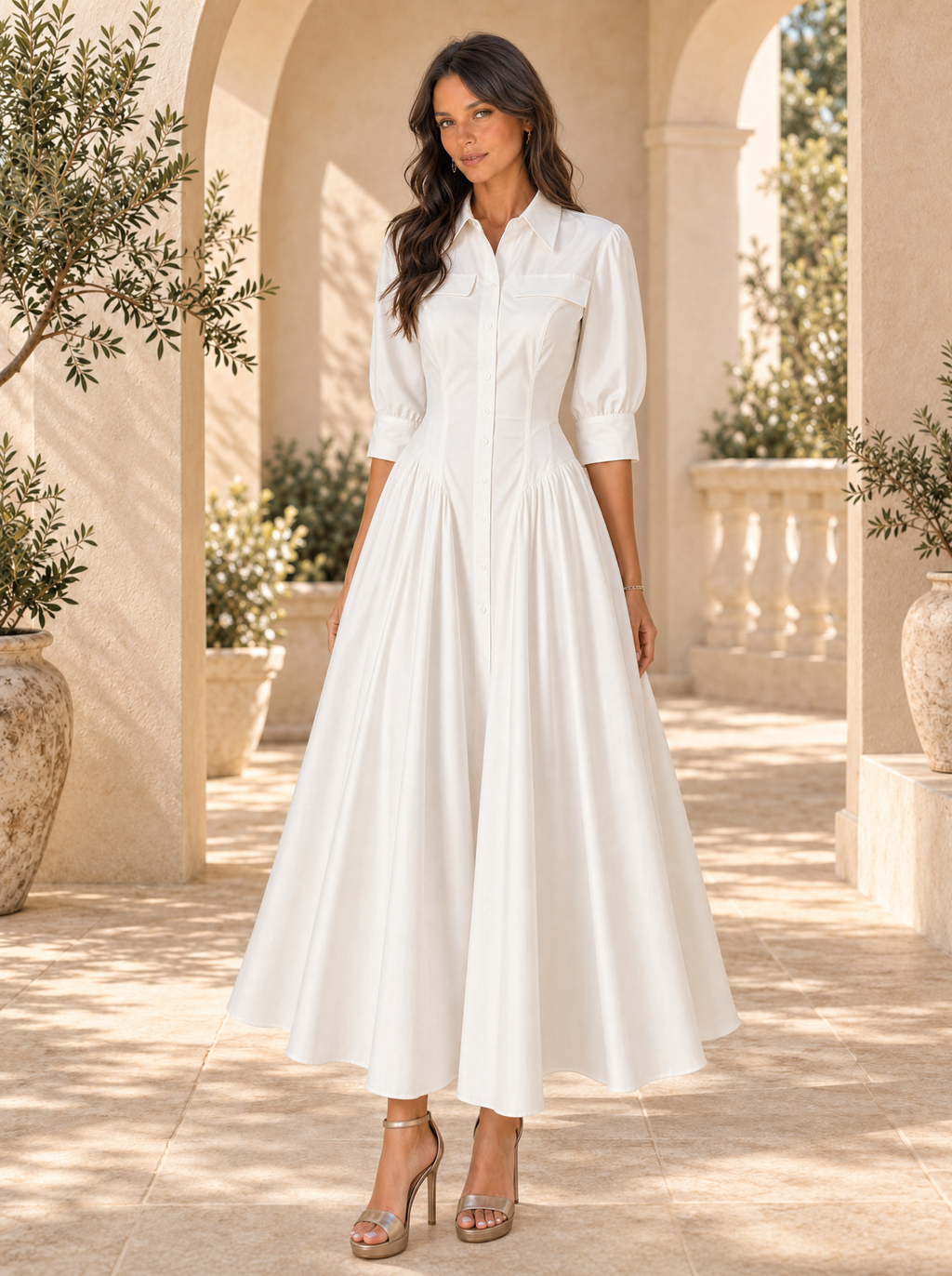 Vestido Camisero Algodón Lino Talle Alto Mujer | Luna Cruz