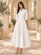 Vestido Camisero Algodón Lino Talle Alto Mujer | Luna Cruz
