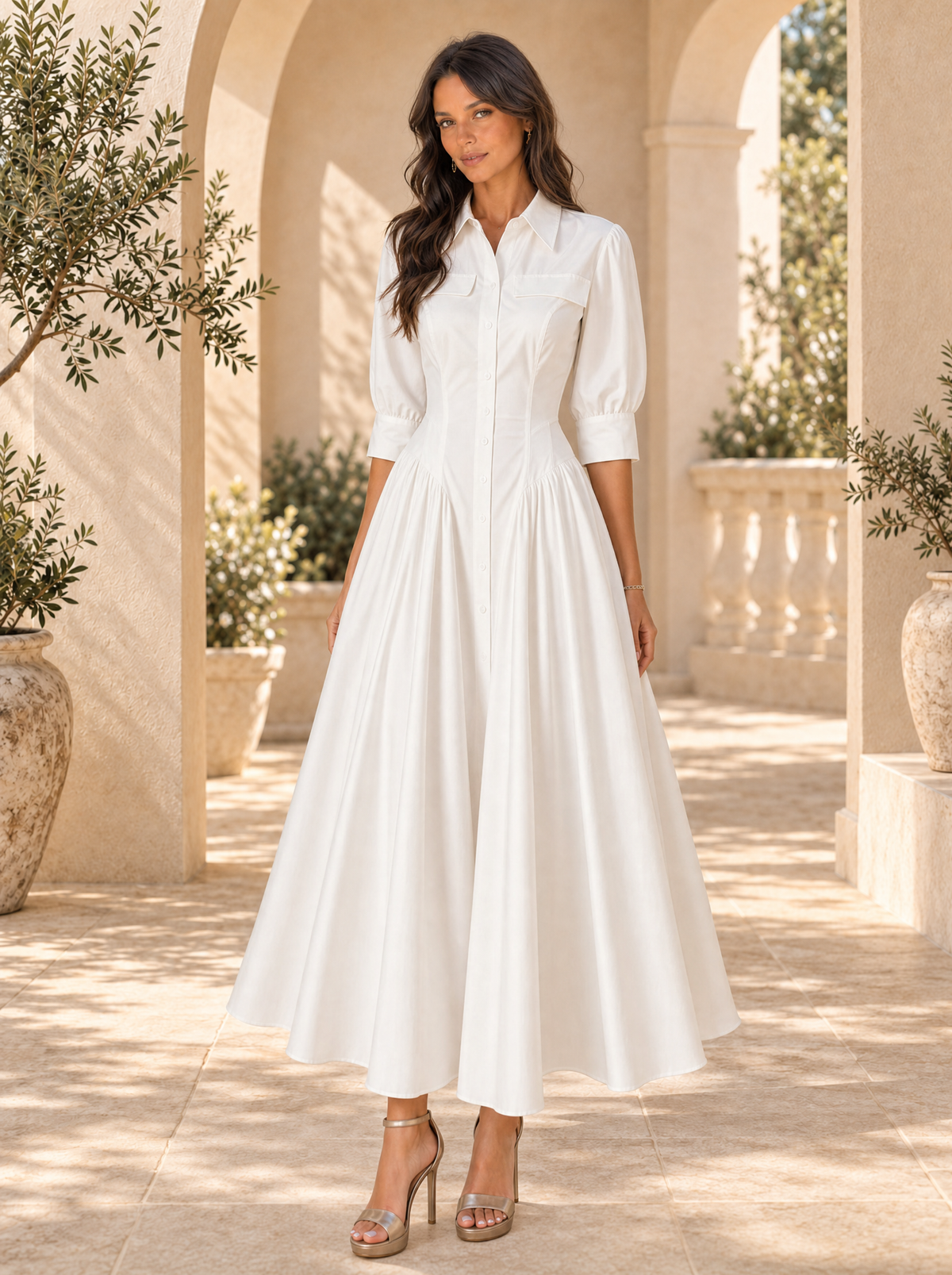 Vestido Camisero Algodón Lino Talle Alto Mujer | Luna Cruz