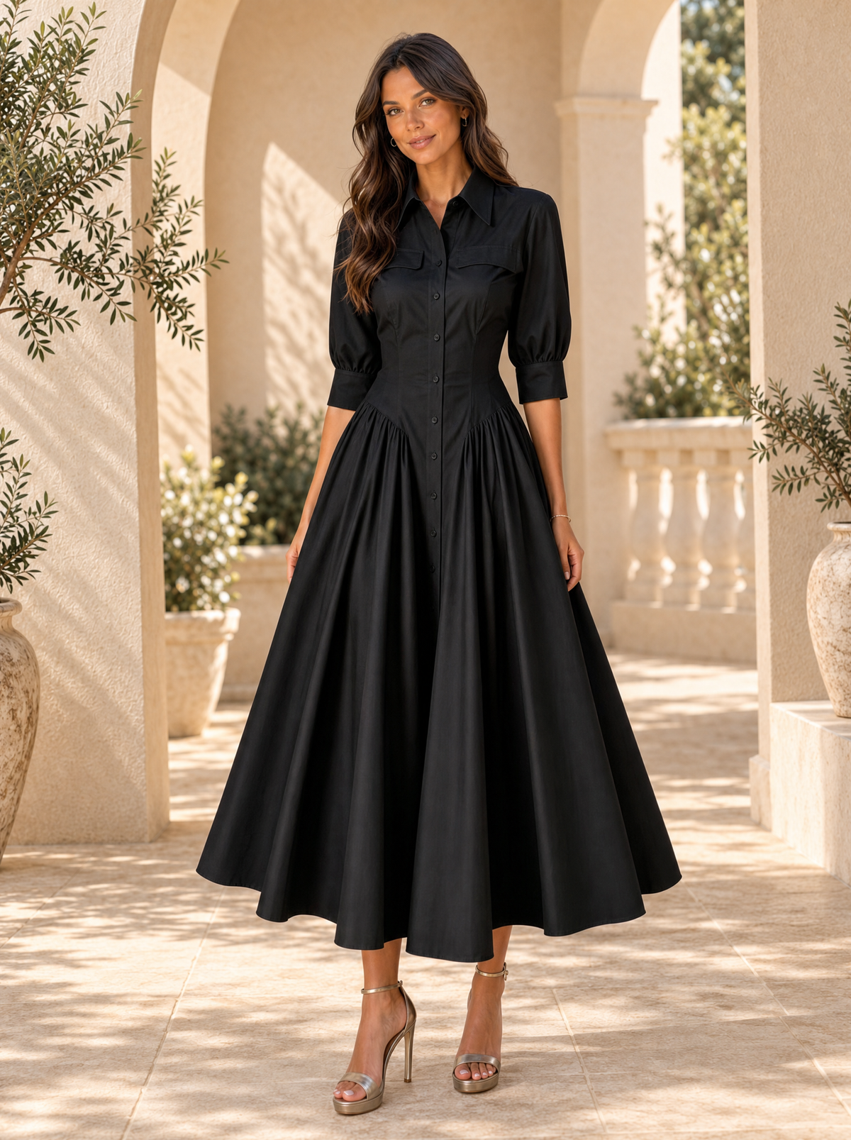 Vestido Camisero Algodón Lino Talle Alto Mujer | Luna Cruz